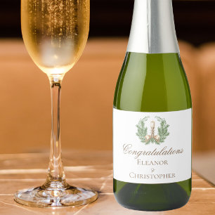 Elegant Christmas Candle Wreath Wedding Mini Sparkling Wine Label