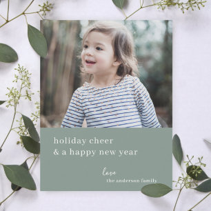 Elegant Christmas Card   Green Holiday Photo Cards