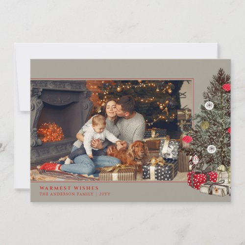 Elegant Christmas Card traditional tree Holiday Card