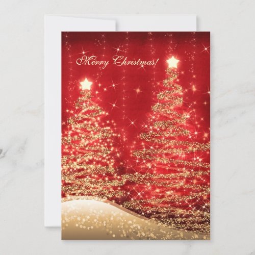 Elegant Christmas Cards Sparkling Trees Red