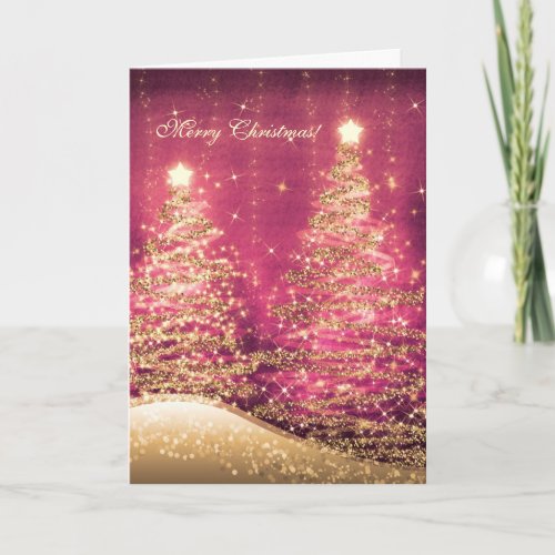 Elegant Christmas Cards Sparkling Trees Rose