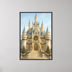 Elegant Christmas Castle Canvas Cream Gold Palace 