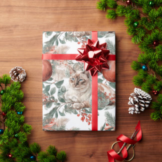 Elegant Christmas Cat Wrapping Paper