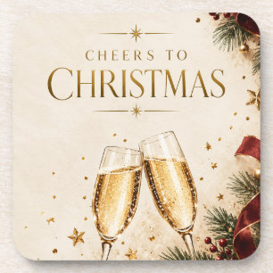 Elegant Christmas,Champagne Toast Luxury Holiday Beverage Coaster