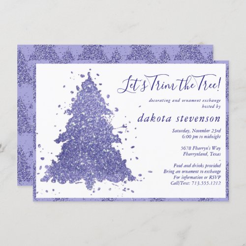 Elegant Christmas  Charming Purple Tree Trimming Holiday Card