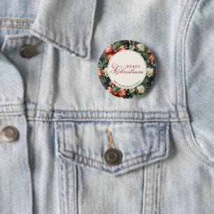 Elegant Christmas Cheer Personalized Button
