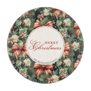 Elegant Christmas Cheer Personalized Cutting Board