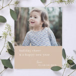 Elegant Christmas Cheer | Taupe Clay Photo Chic Holiday Card<br><div class="desc">Simple, stylish, elegant flat holiday photo card with modern minimal typography quote "holiday cheer and a happy new year" in white on a taupe clay beige brown background. The name, year and greeting can be easily customized for a personal touch. A sophisticated, minimalist and contemporary christmas card to stand out...</div>