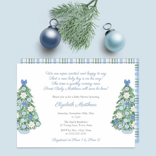 Elegant Christmas Chinoiserie Poem Boy Baby Shower Invitation