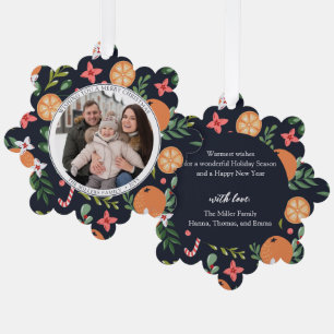 Elegant Christmas citrus Photo  Ornament Card