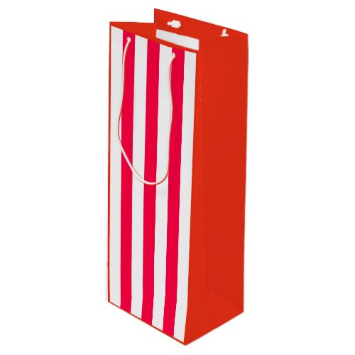 Elegant Christmas Classic Red White Striped Wine Gift Bag