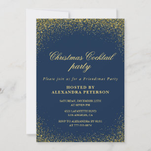 Elegant Christmas Cocktail Party Gold Navy Glam Invitation