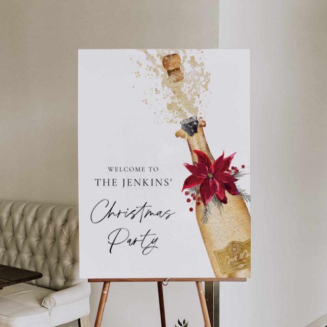 Elegant Christmas Cocktail Party Welcome Sign (Elegant Office Christmas Party Welcome Sign)