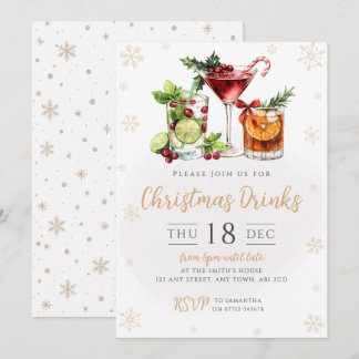 Elegant Christmas Cocktails Party Invitation