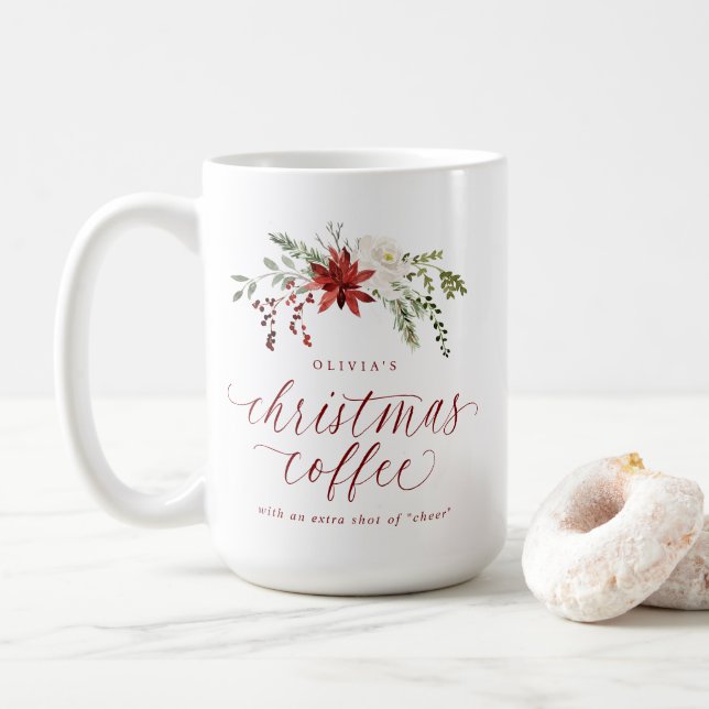 Elegant Christmas Coffee with a Shot Gift for Her Coffee Mug (With Donut)