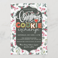 Elegant Christmas Cookie Exchange Party Green Invitation