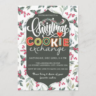 Elegant Christmas Cookie Exchange Party Green Invitation