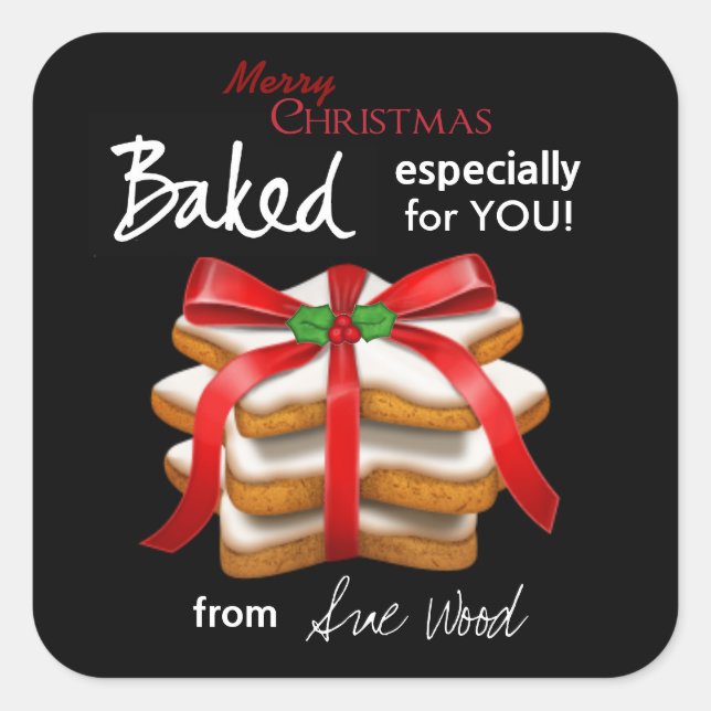 Elegant Christmas Cookie Gift Tag Stickers (Front)
