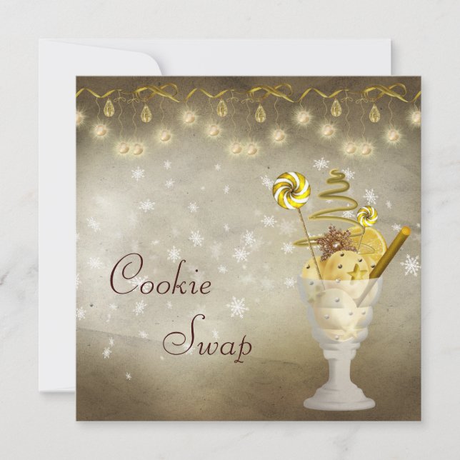 Elegant Christmas Cookie Swap Invitation (Front)