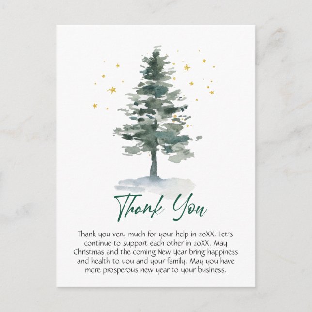 Elegant Christmas Corporate Thank You Postcard (Front)