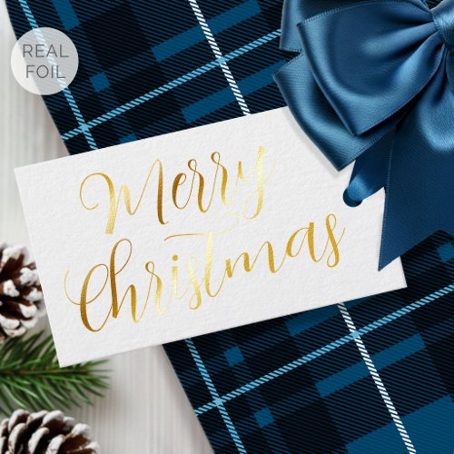 Elegant Christmas Custom Name Script Gold Foil Gift Tags