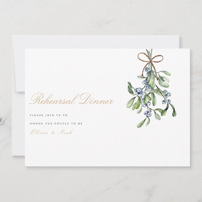 Elegant Christmas Decor Rehearsal Dinner Card (Front)