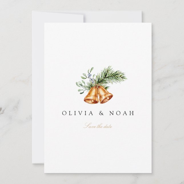 Elegant Christmas Decor Save The Date Wedding Card (Front)