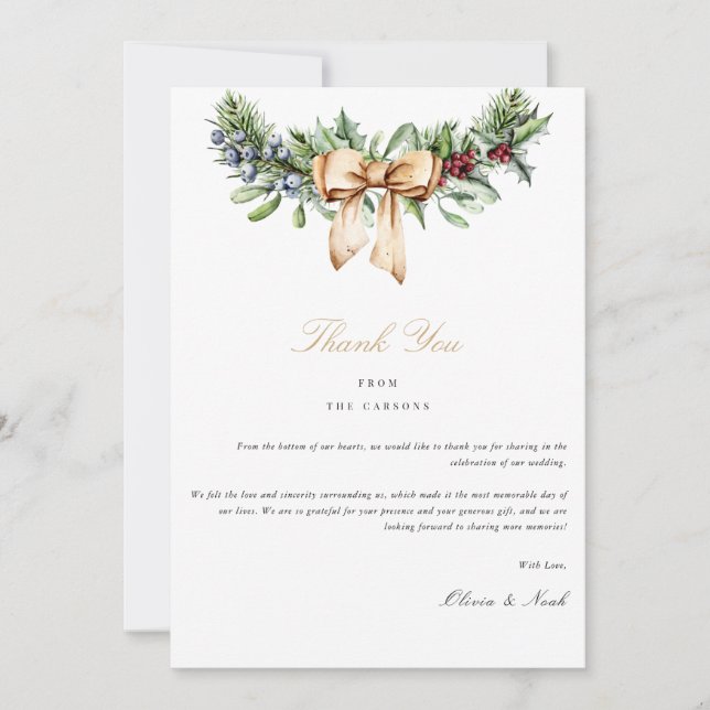 Elegant Christmas Decor Winter Thank you Card (Front)
