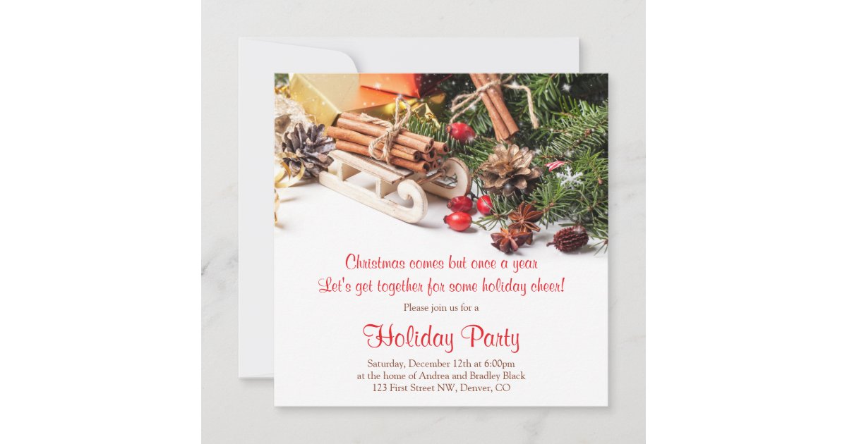 Elegant Christmas Decorations Holiday Party Invitation | Zazzle