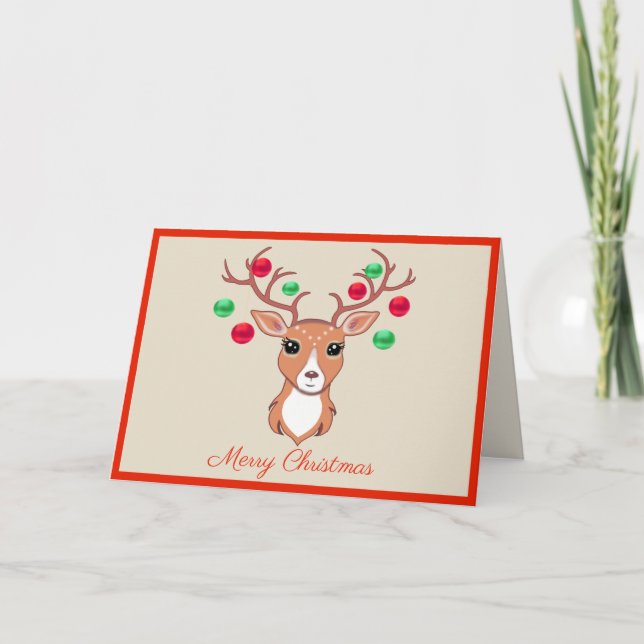 Elegant Christmas Deer Greeting Card (Front)