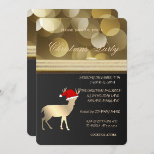 Elegant Christmas Deer Sant Hat,Christmas Party Invitation