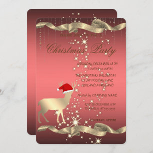 Elegant Christmas Deer Santa Hat,Christmas Party Invitation