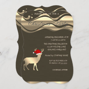 Elegant Christmas Deer Santa Hat ,Christmas Party Invitation