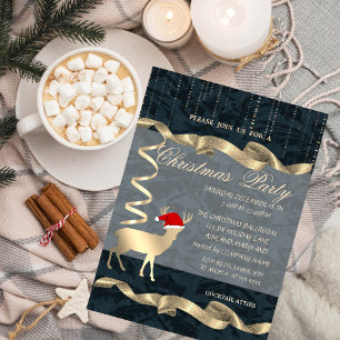 Elegant Christmas Deer Santa Hat,Christmas Party Invitation