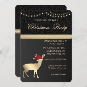 Elegant Christmas Deer Santa Hat,Christmas Party Invitation