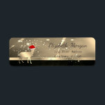 Elegant Christmas Deer Santa Hat,Faux Gold Label<br><div class="desc">Christmas deer with santa hat and sparkle on faux gold  background. An elegant and sophisticated designe.Costumize with your name and address.</div>