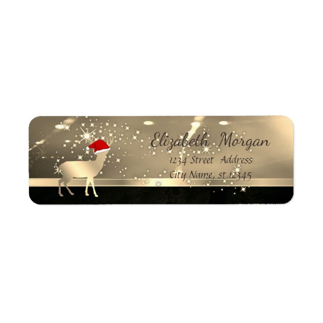 Elegant Christmas Deer Santa Hat,Faux Gold Label (Front)