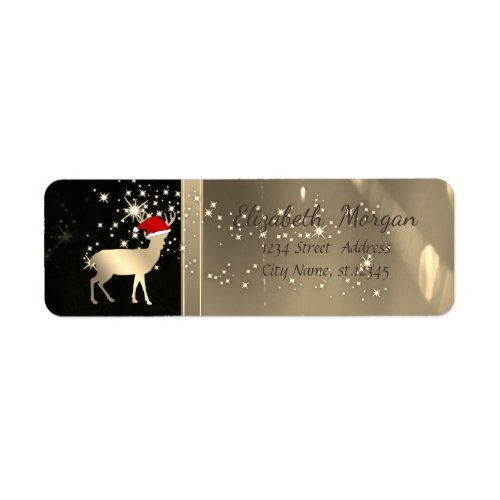 Elegant Christmas Deer Santa HatFaux Gold Label