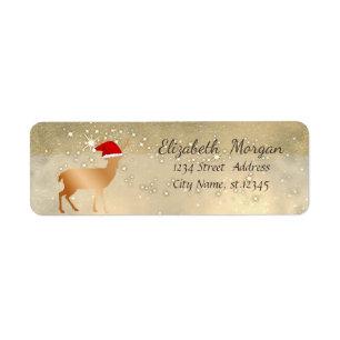 Elegant Christmas Deer Santa Hat,Glittery Label
