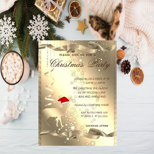 Elegant Christmas DeerSparkleChristmas Party Invitation