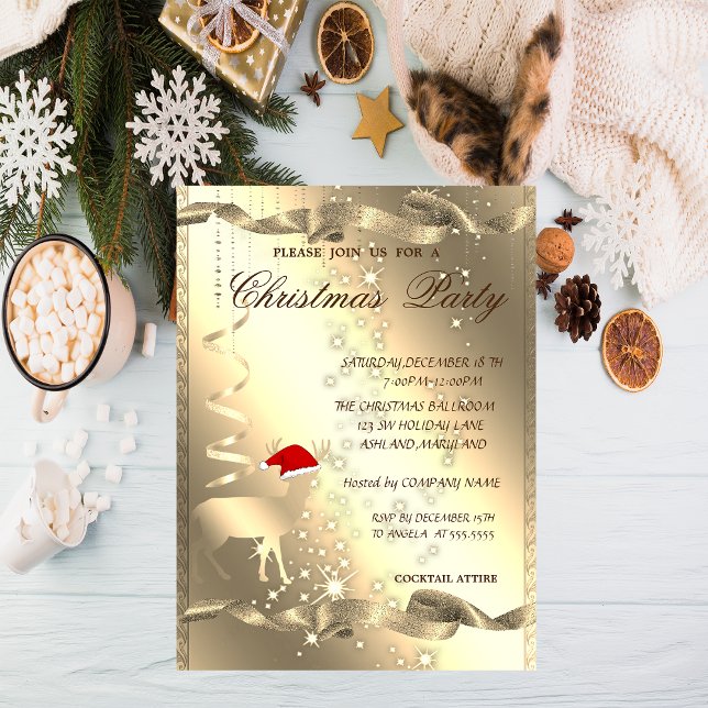 Elegant Christmas Deer,Sparkle,Christmas Party Invitation (Creator Uploaded)