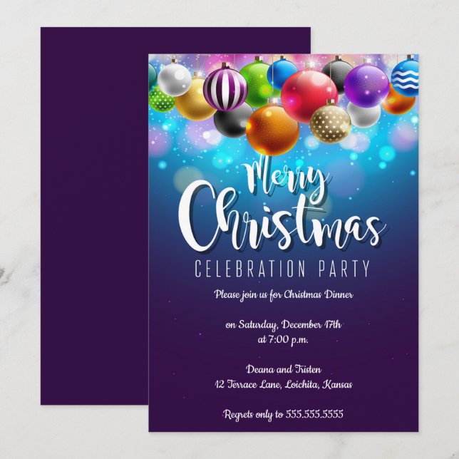 Elegant Christmas Design Party Invitation (Front/Back)