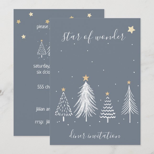 Elegant Christmas Dining Party Invitation (Front/Back)