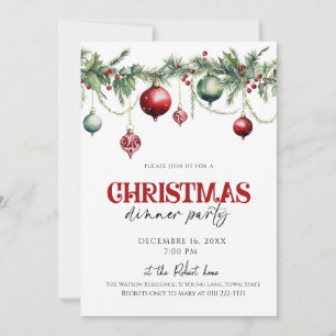 Elegant Christmas dinner Holiday party Invitation