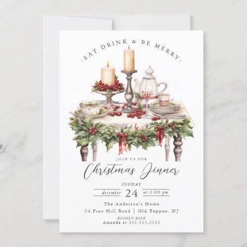 Elegant Christmas Dinner Invitation