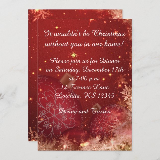 Elegant Christmas Dinner Invitation (Front/Back)