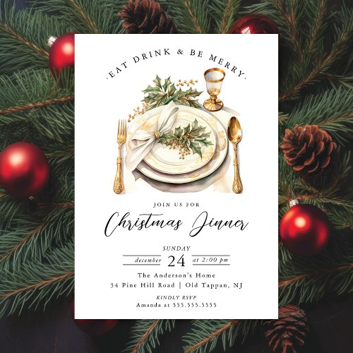 Elegant Christmas Dinner Invitation