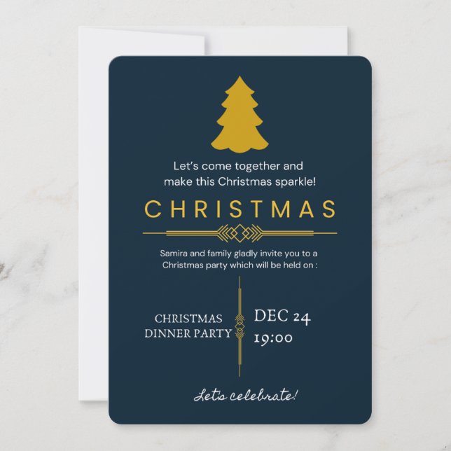 : Elegant Christmas Dinner Party Invitation (Front)