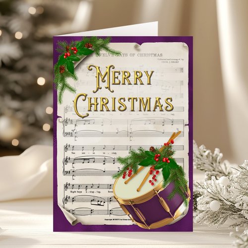 Elegant Christmas Drum Vintage Sheet Music