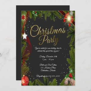 Elegant Christmas Elements Christmas Party Invitation